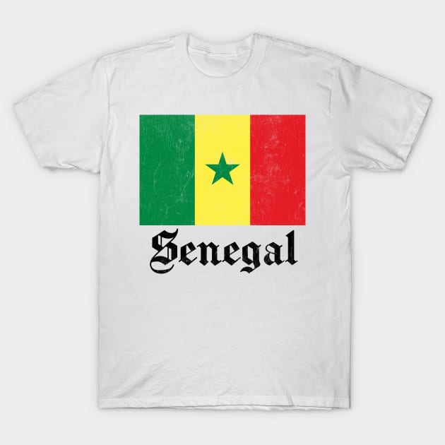 Senegal / Vintage-Style Flag Design T-Shirt by DankFutura